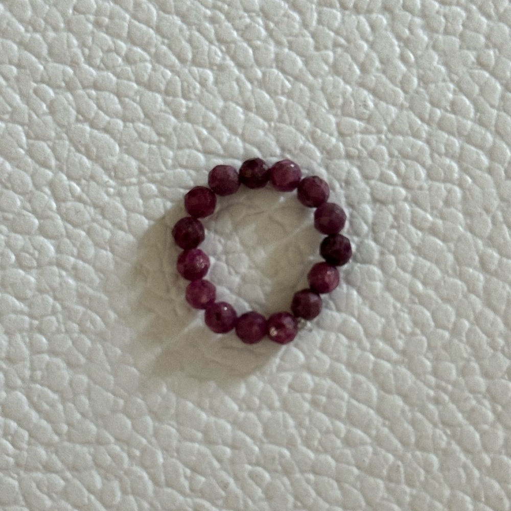 Natural Ruby Gemstone Beaded Ring - image 1